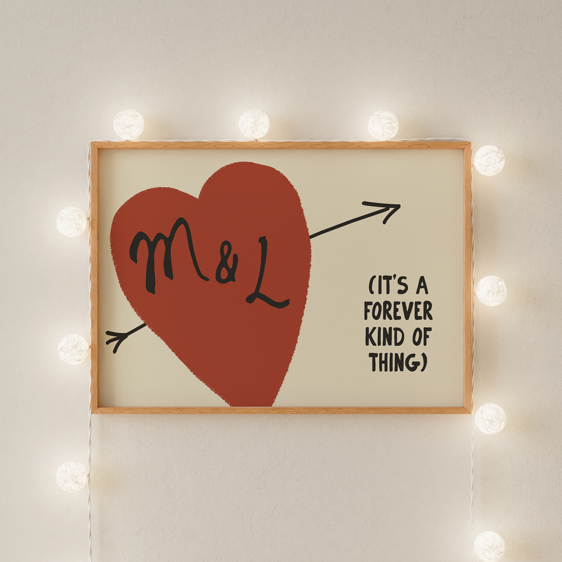 The perfect wedding gift, a unique custom made couples initials held within an illustrated heart.