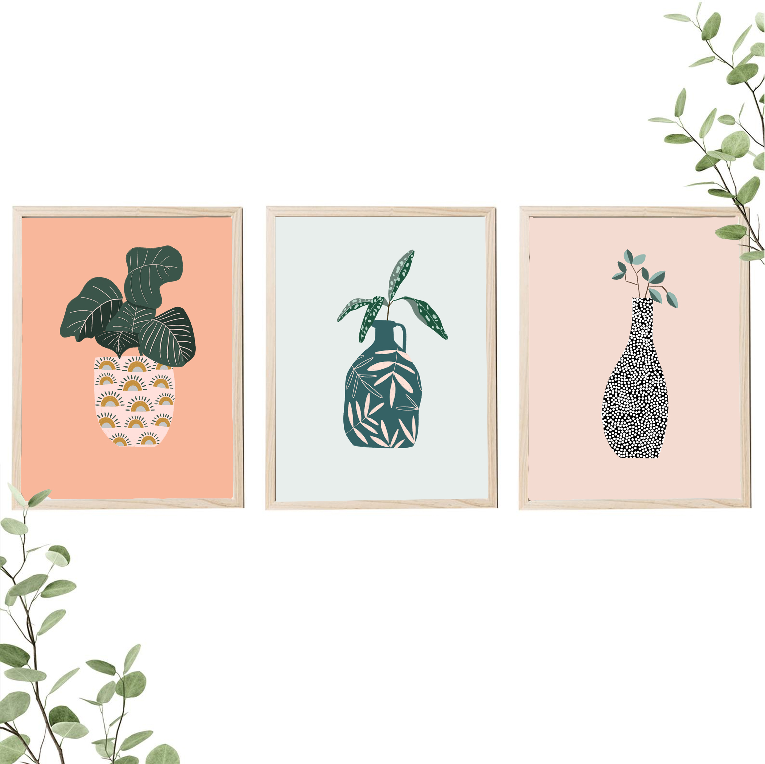 Framed floral artwork