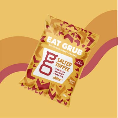 Crunchy Roasted Crickets, edible insects, edible insect snacks, bar snack, cricket snacks, salted toffee, sweet snack, sustainable snacks