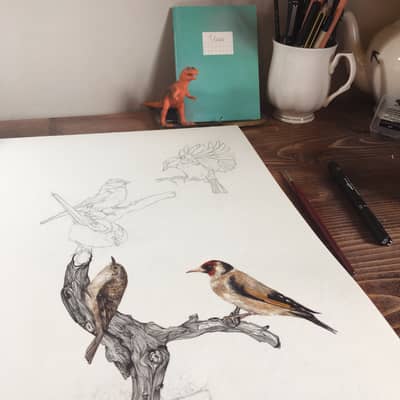 A painting in progress.