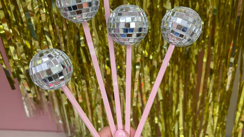 disco ball drink stirrers - all her glory