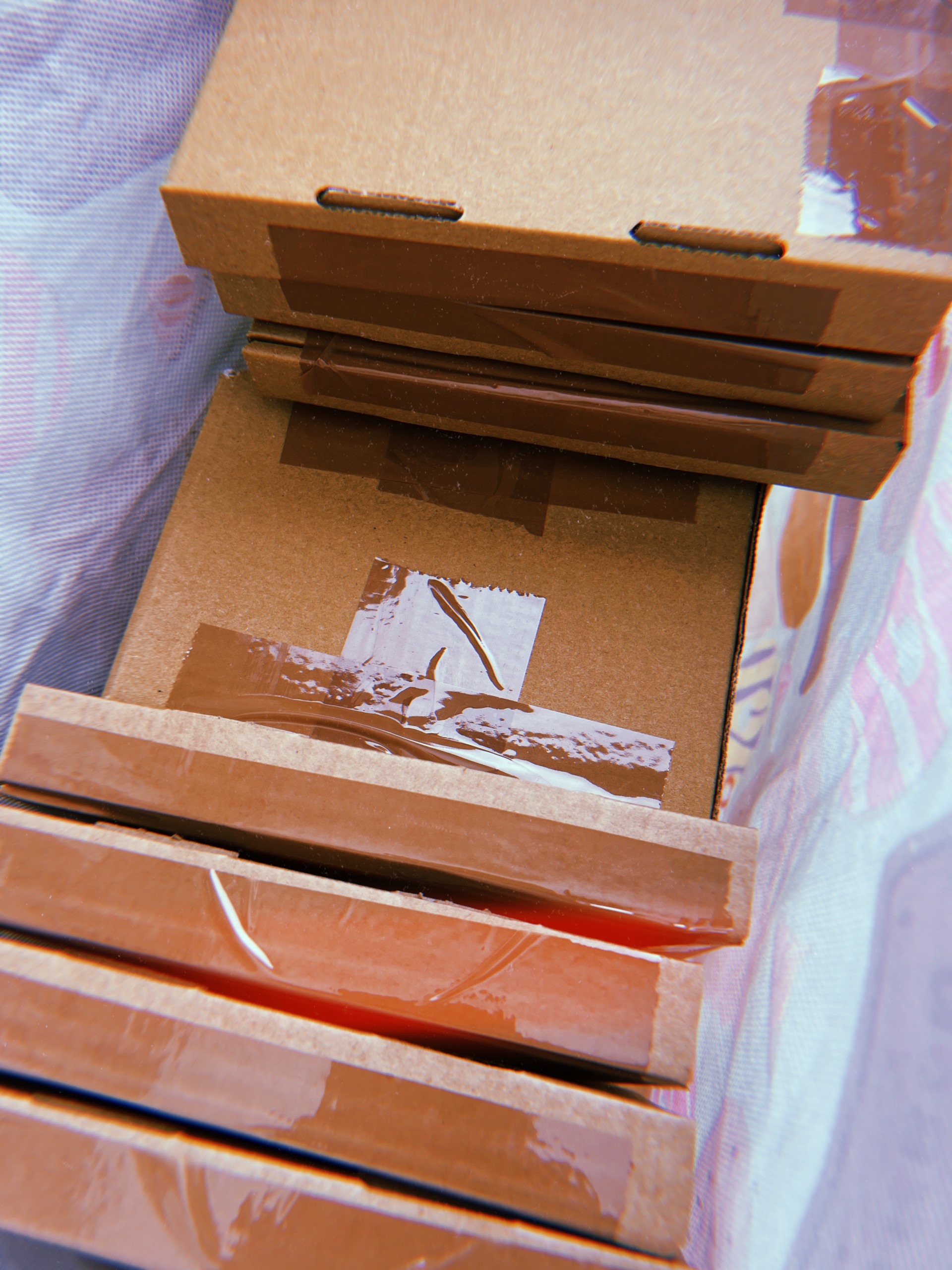 a bag of orders all stacked up