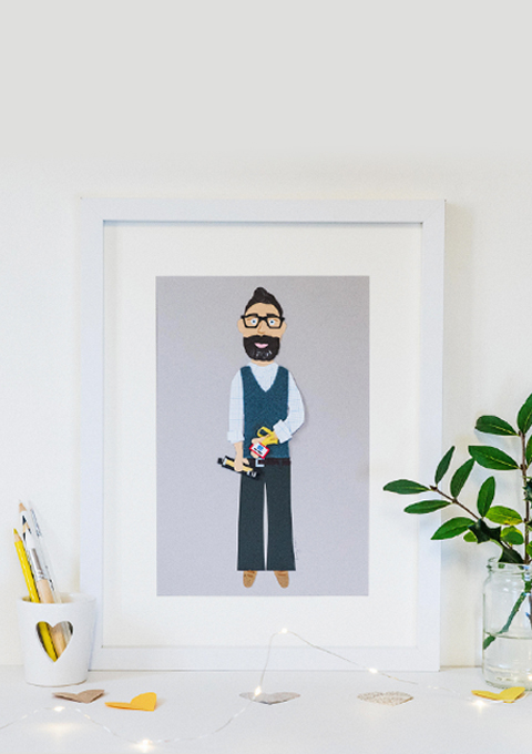 'Paper People' personalised portrait made form paper.