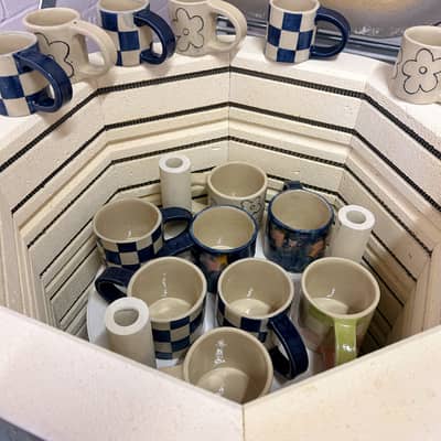 Mint green geometric pattern soap dish.