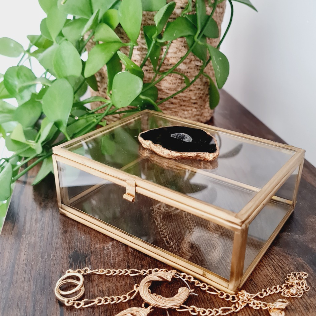 Silver Agate Stone Jewellery Box