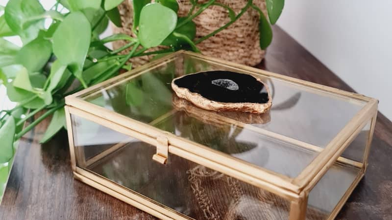 Silver Agate Stone Jewellery Box