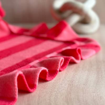 Handmade 100% cashmere frill edge stripe baby blanket with personalisation