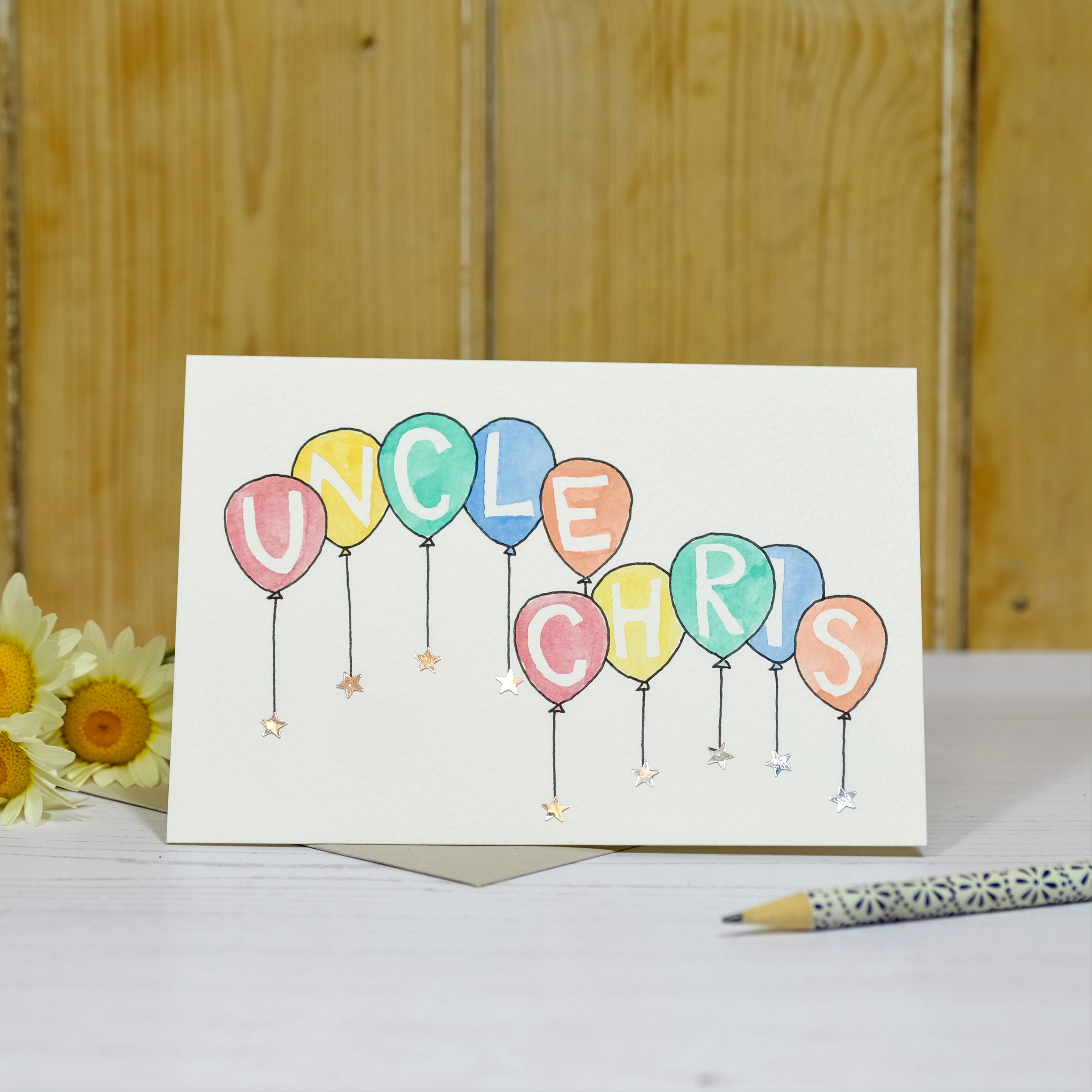 Hand painted balloons card