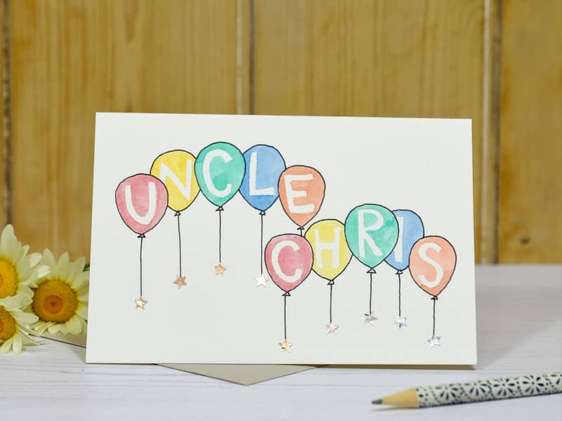 Hand painted balloons card