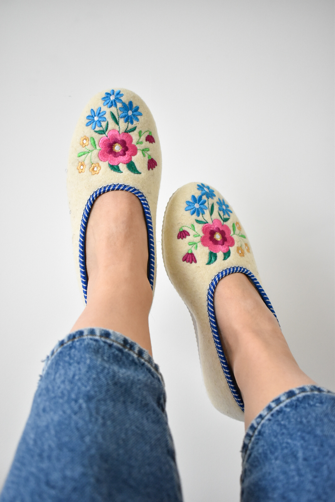 Wool Cream Ballerina Slippers