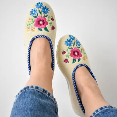 Wool Cream Ballerina Slippers
