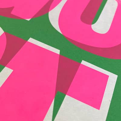 Close-up of screen print detail