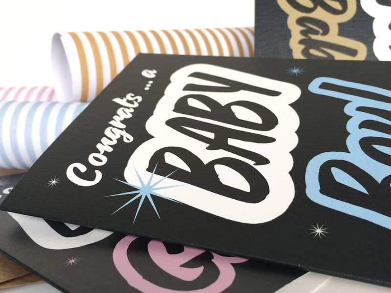 New baby girl, boy and babber (Bristolian) greetings cards