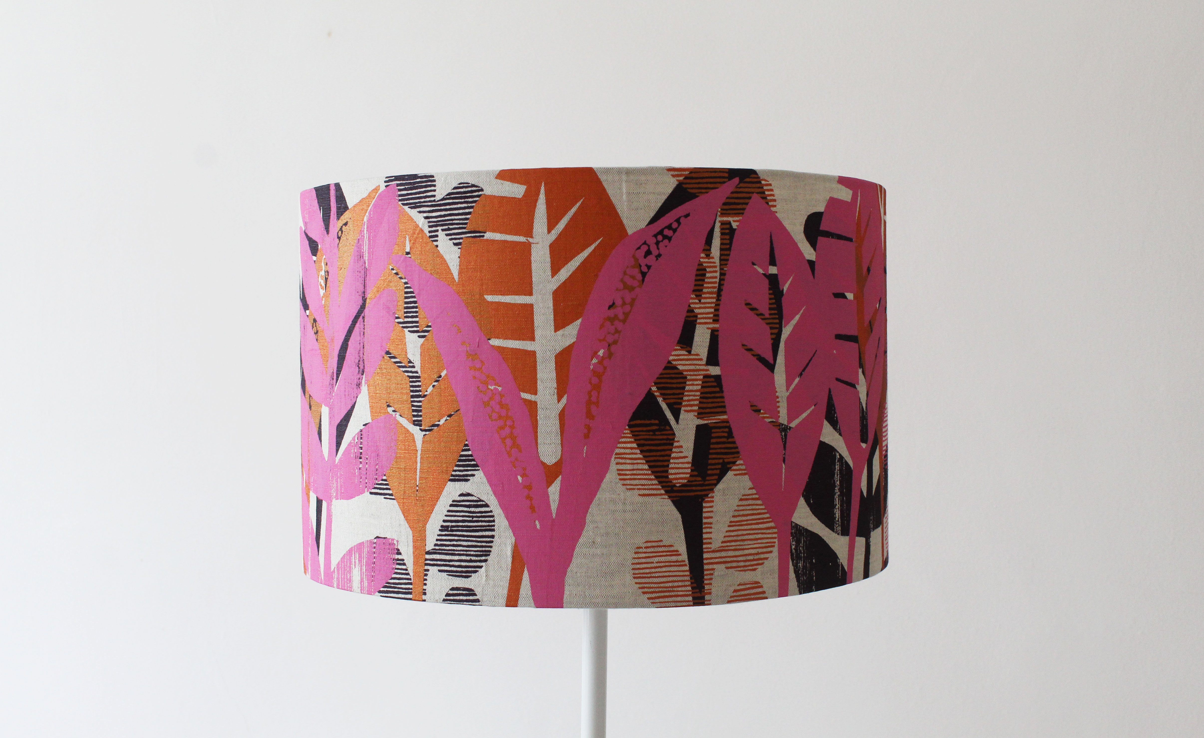 Mustard, grey and white lampshade