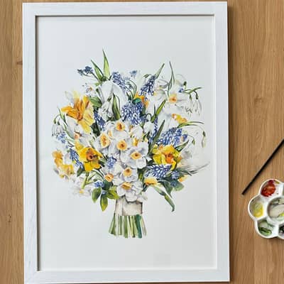 Original Watercolour Painting of wedding bouquet