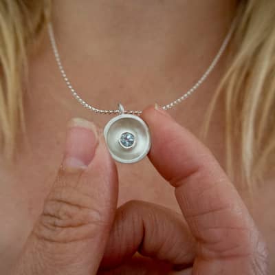 Sterling Silver and Aquamarine Necklace