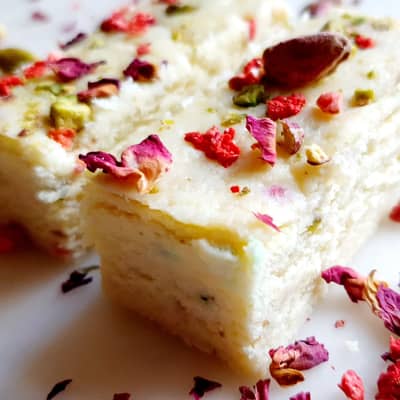 Strawberry, Rose and Pistachio Barfi