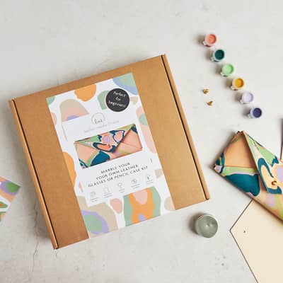 Leather glasses case craft kit packaging