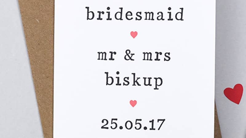 Personalised Bridesmaid Card