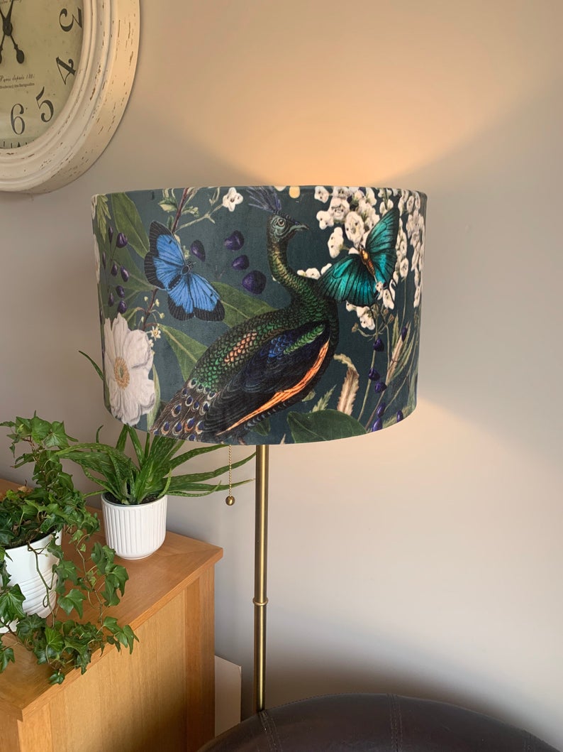 Velvet Peacock Lampshade