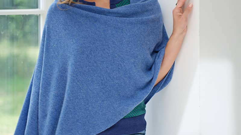 Lucy cashmere 4-way poncho in blue jean