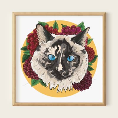spaniel cat pet portrait gift for pet lover framed custom