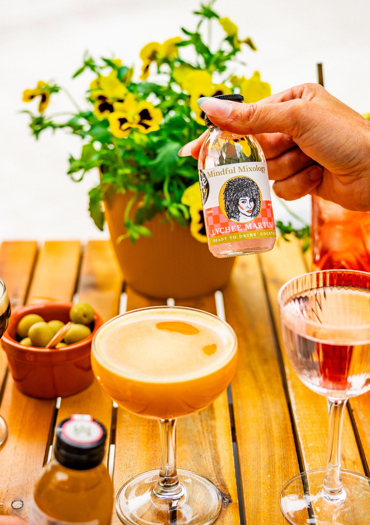 Cocktails being enjoyed in the sun