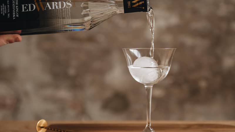 Premium English Potato Vodka. Vodka Cocktail. Martini