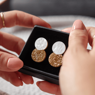 Gold Glitter Stud Earrings