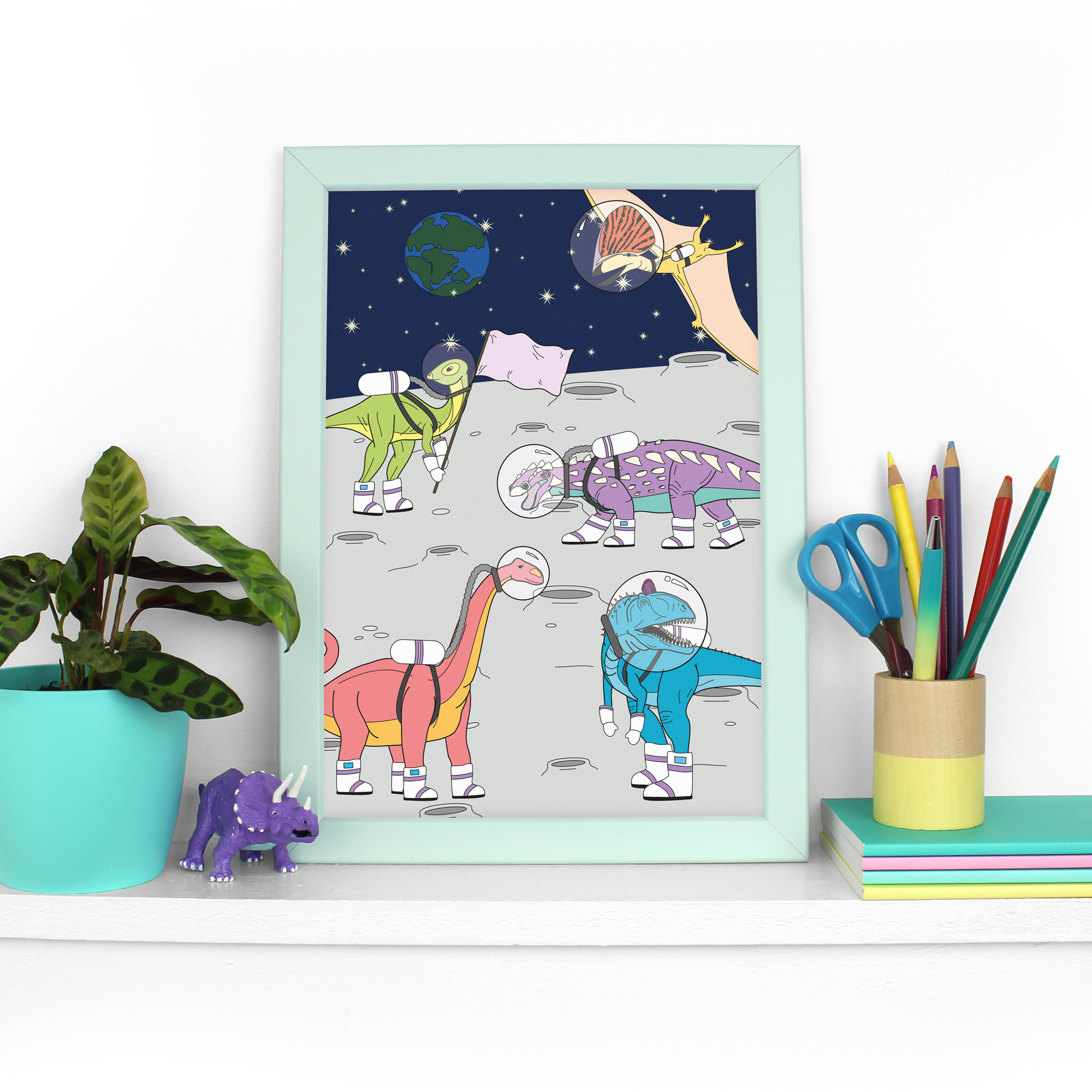 Space dinosaur print