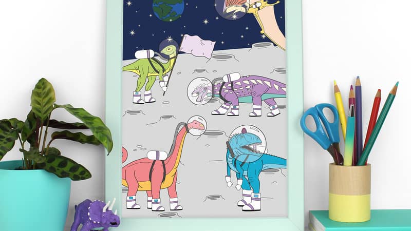 Space dinosaur print