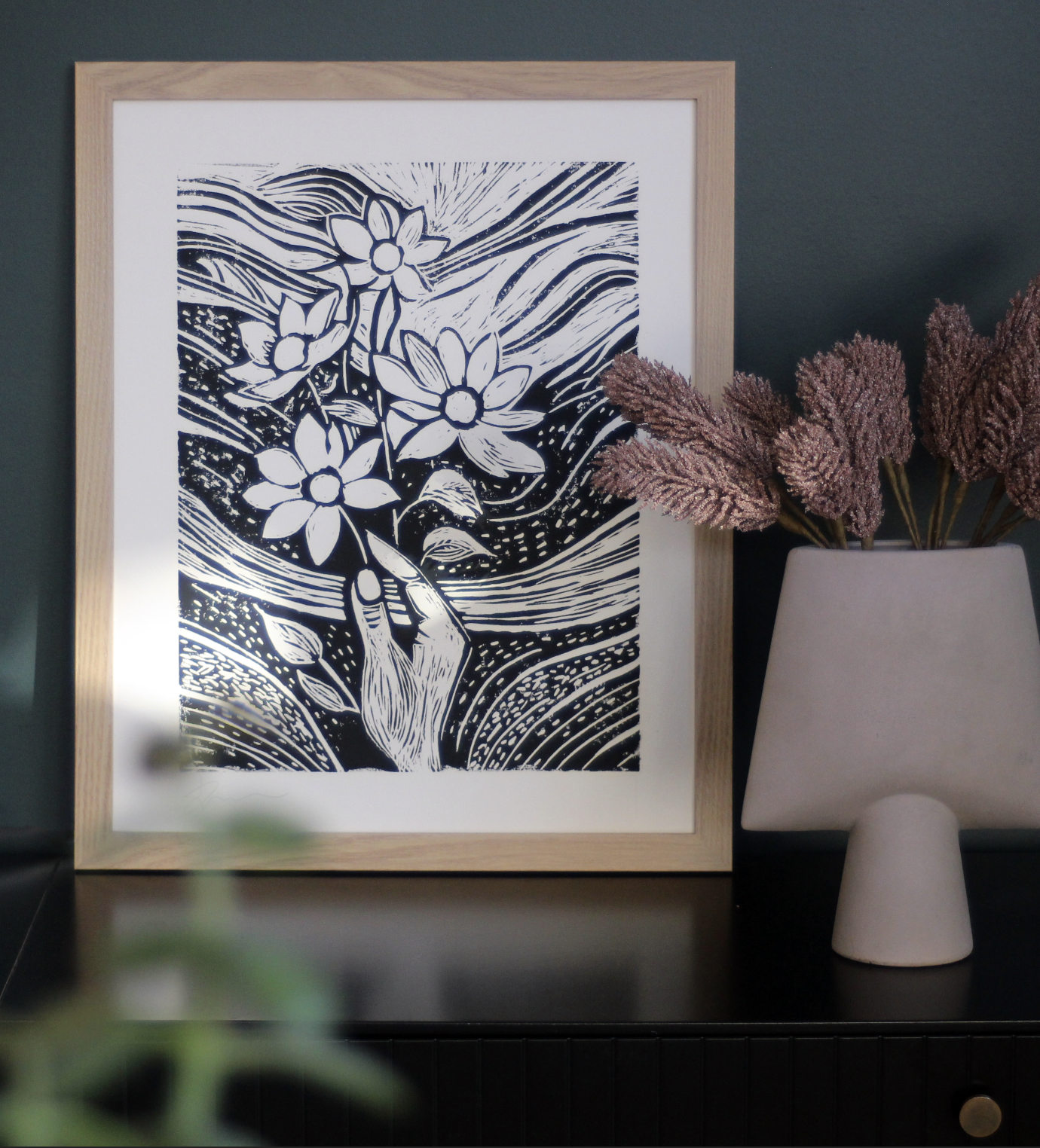 Hand Printed Lino Print Wall Art