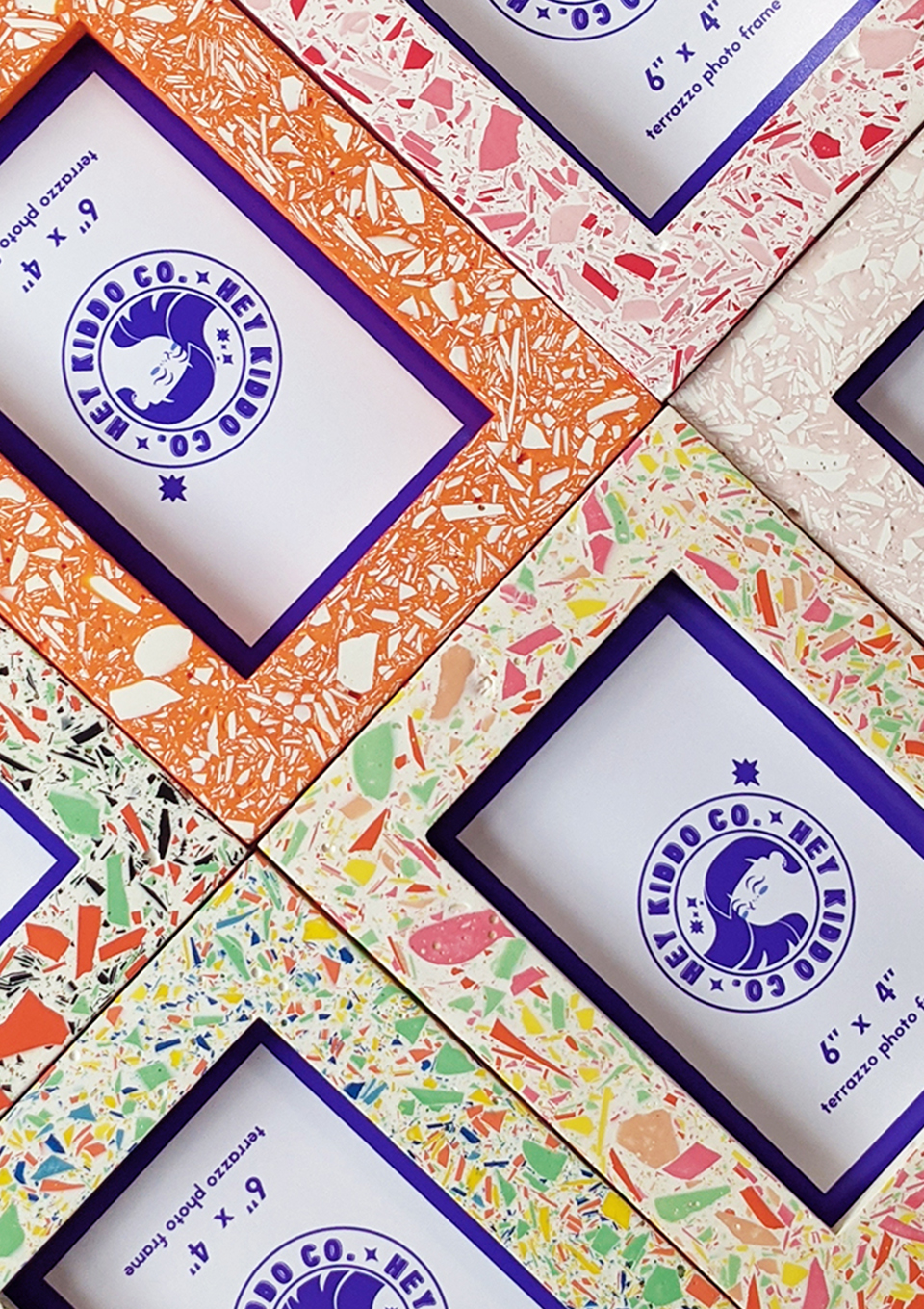 Colourful 6"x4" terrazzo photo frames