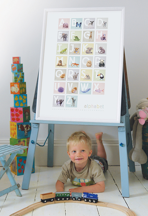 Little Blue Zebra Animal alphabet art print