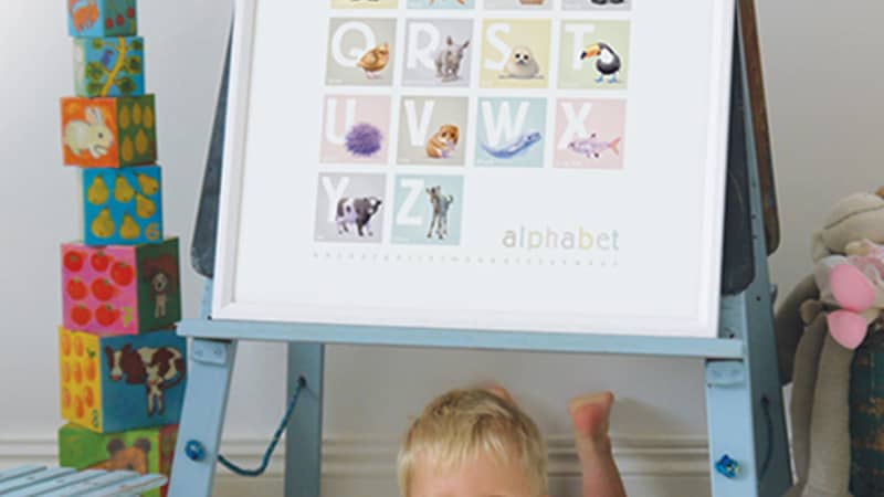 Little Blue Zebra Animal alphabet art print