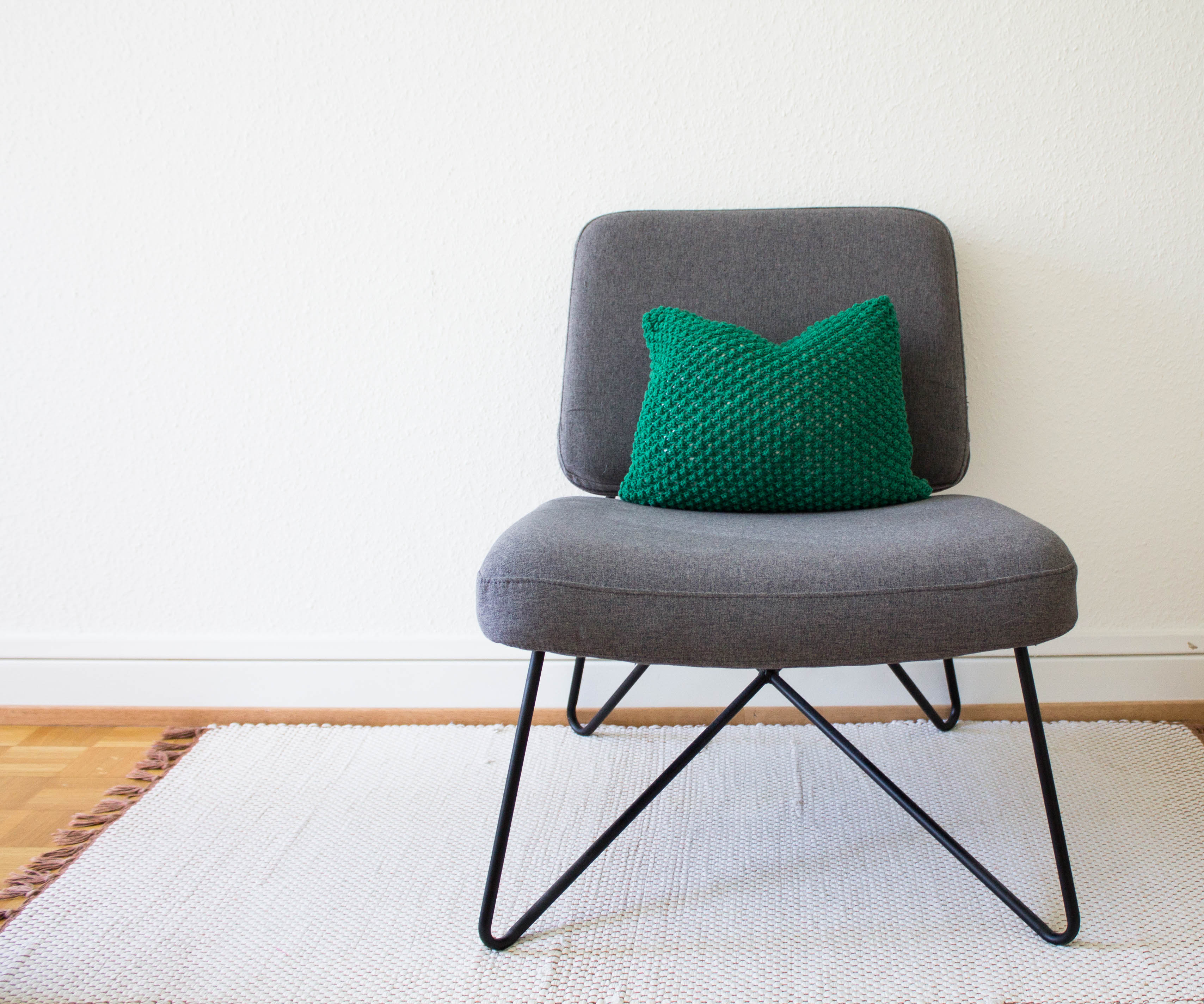 Hand Knit Colourblock Cushion 