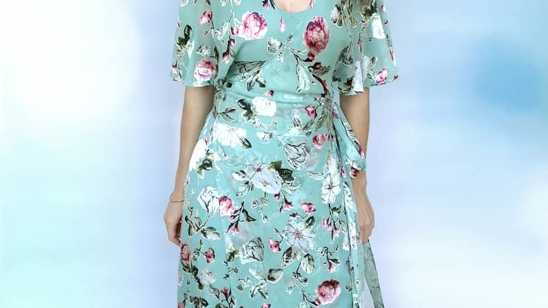 Wrap dress in silk devore