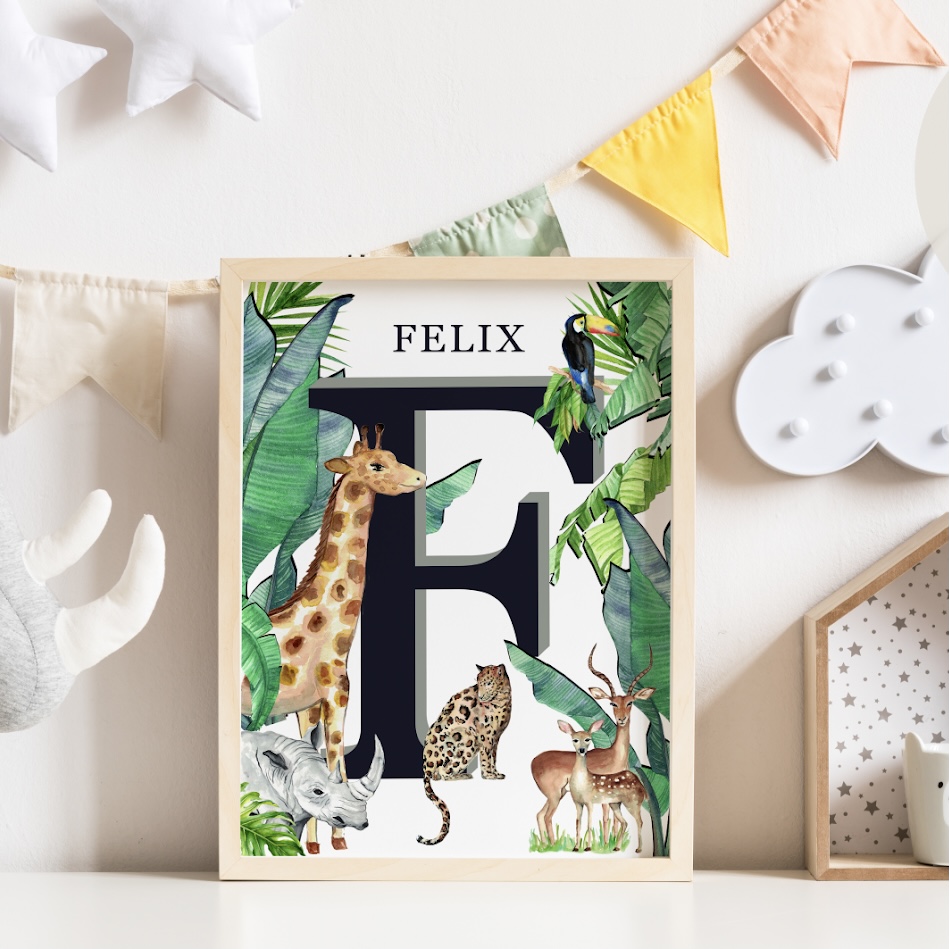 Handpainted personalised animal wall art for children rooms
