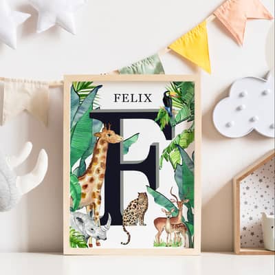 Handpainted personalised animal wall art for children rooms