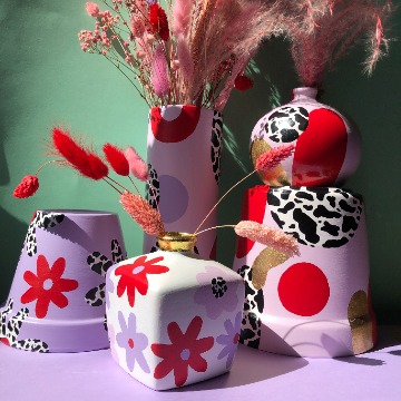 Colourful pots and vases