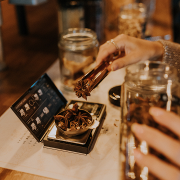 Weighing out Gin School botanicals.