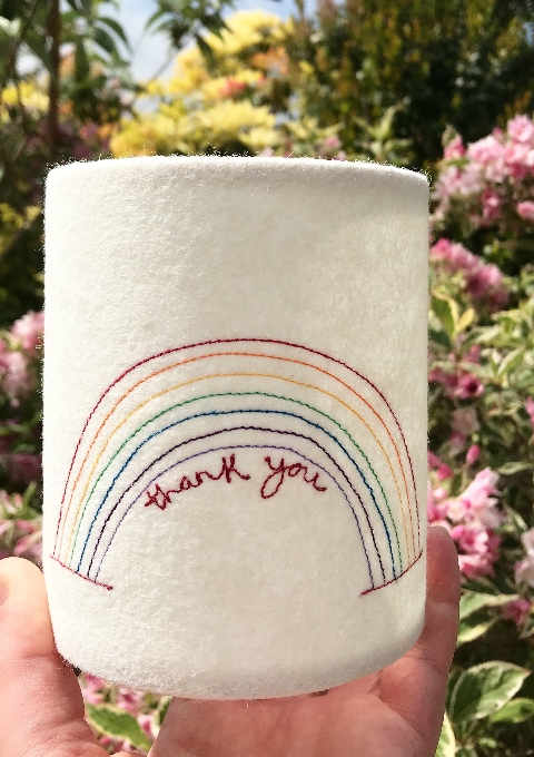 Melody Ryder Designs at a Christmas craft fair selling freehand machine embroidered lampshades.