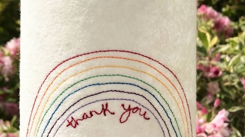 Melody Ryder Designs at a Christmas craft fair selling freehand machine embroidered lampshades.