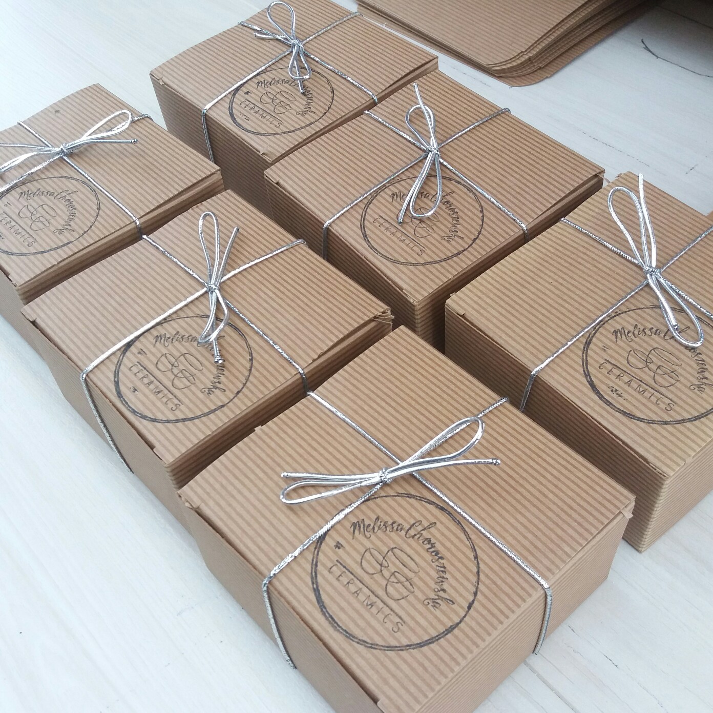 Porcelain bowls packed up ready to go.