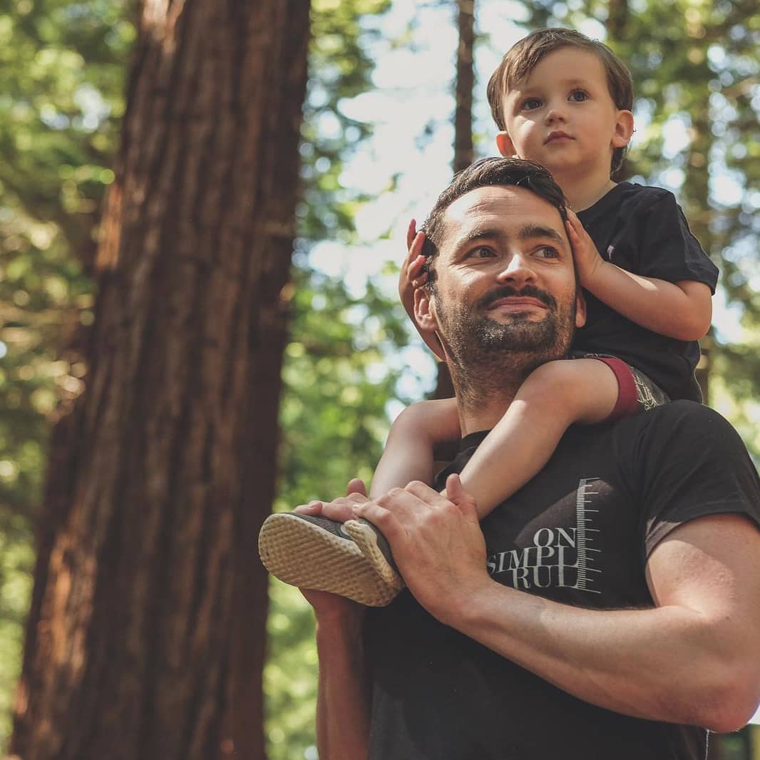 Father and son enjoying nature