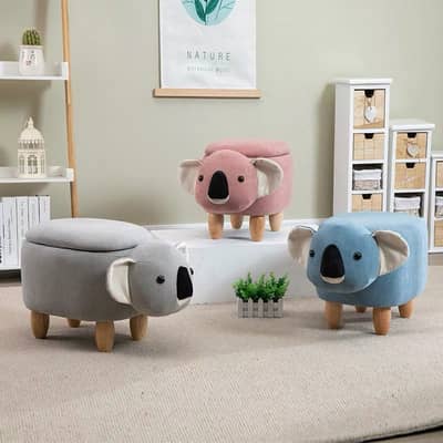 Koala bear footstool, with a handy storage compartment for small items.