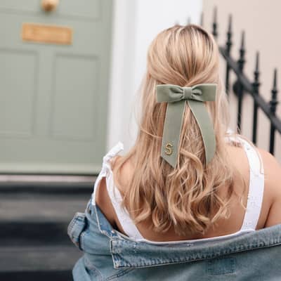 Sage green hair bow