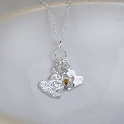 Sterling Silver Birthstone Cluster Pendant