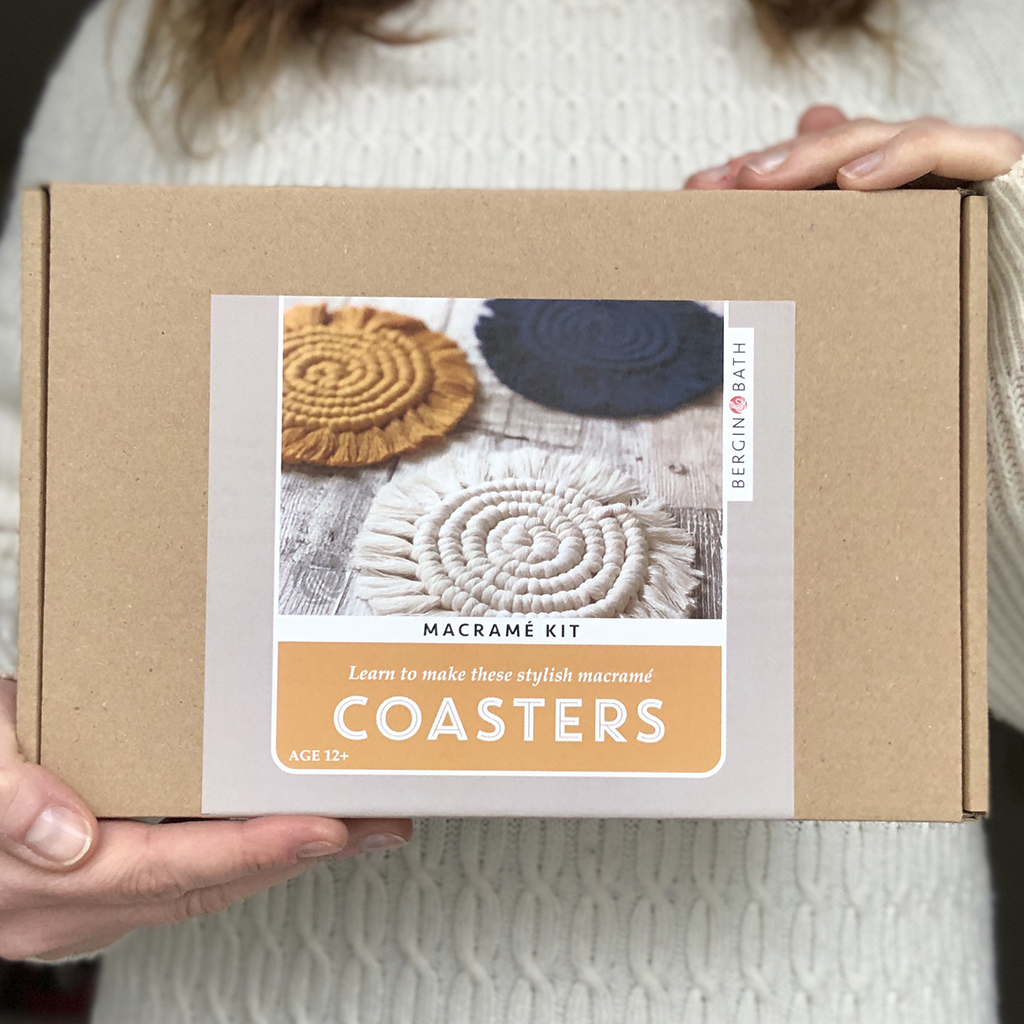 Our macrame coaster kit box