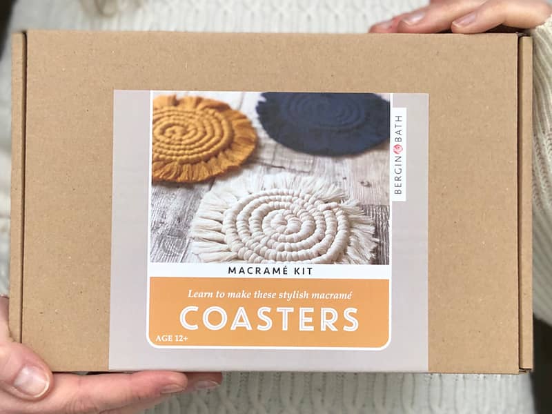 Our macrame coaster kit box